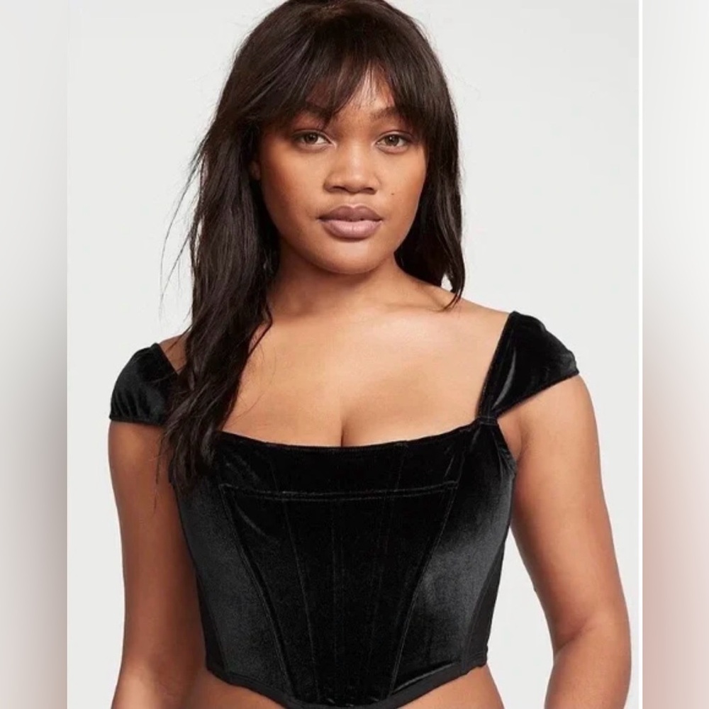 Victoria's Secret Dream Angels Black Velvet Corset Top
